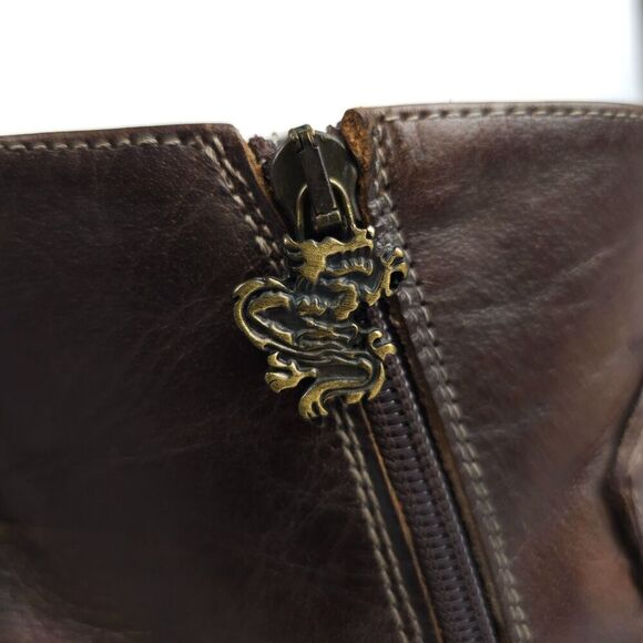 Mark Nason LIMITED EDITION Rock Lives Dragon Embroidered Brown Leather Boots 10 - Picture 5 of 13